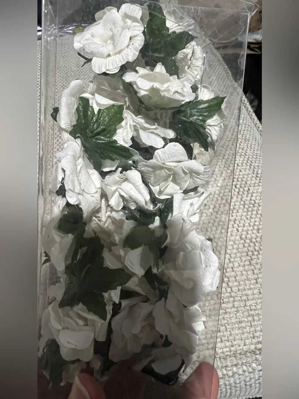 Celebrate It White Paper Rose Floral Accents with Green Leaves